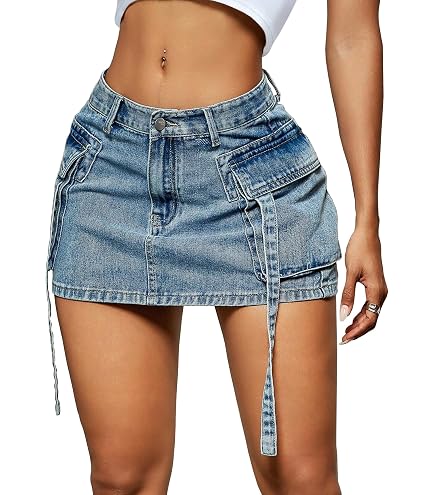 Amazon.com: YZEGGO Cargo Skirt Women Low Waist Y2k Denim Mini